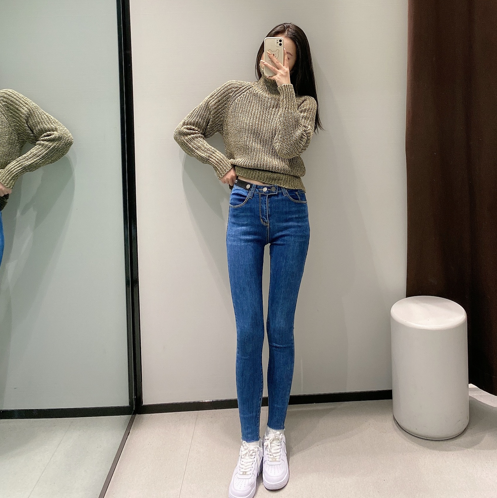 wmxz2020蓝色高腰紧身牛仔裤女网网红筷子修身显瘦牛仔裤