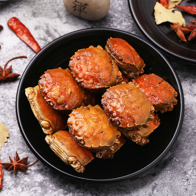 馋亿家香辣蟹罐装熟食鲜活发财蟹即食螃蟹零食小螃蟹麻辣海鲜即食