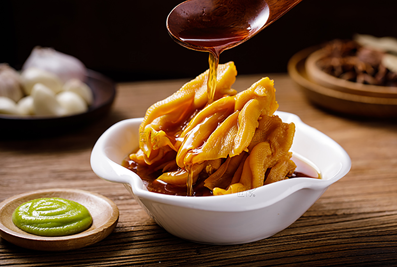鸭掌无骨网红去骨芥末脱骨袋装即食鸭肉小吃鸭肉零食