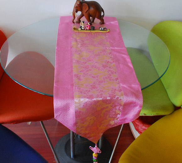 南京云锦包邮专柜正品特产吉祥粉色金龙桌旗桌旗