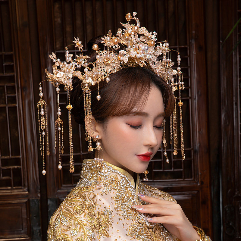 水舞凤冠结婚龙凤秀禾婚礼u0272中式新款头饰发饰