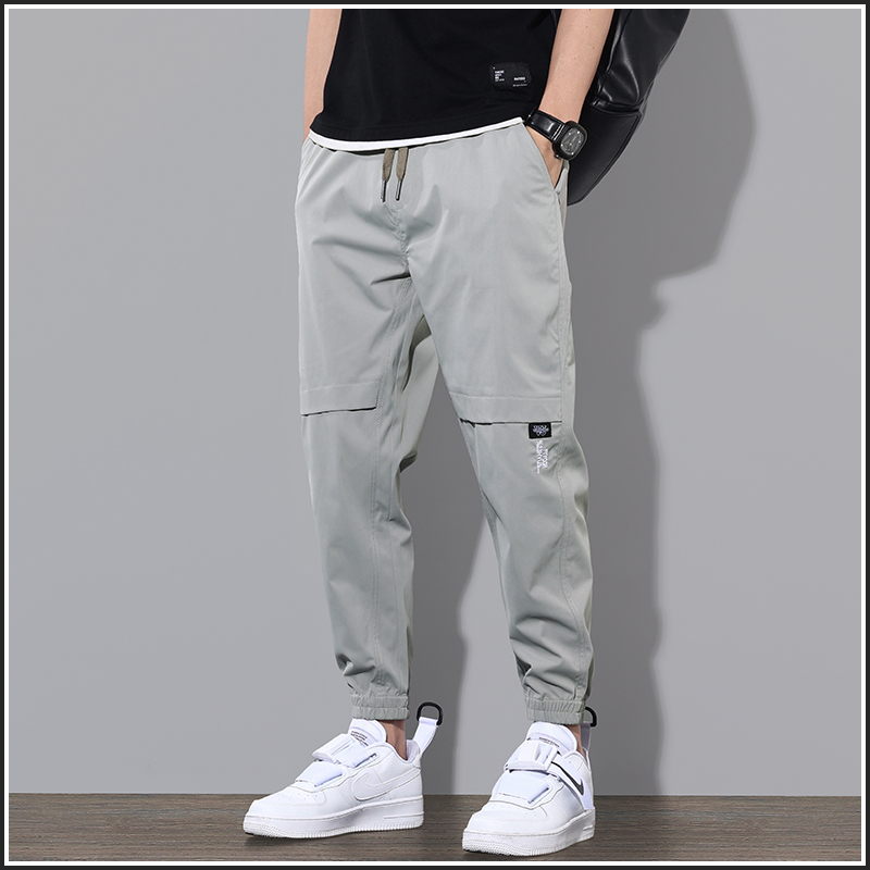工装长裤子男士休闲裤宽松束脚潮牌ins夏季薄款男生九分运动裤男