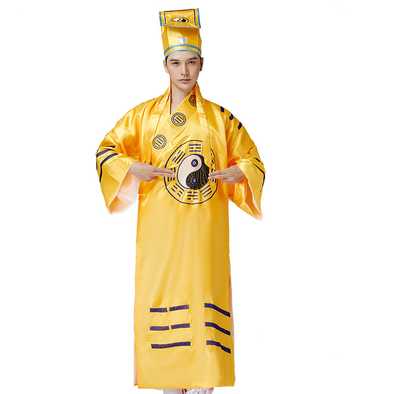 道士长褂拂尘用品戏服影视黄袍道袍太极服装民族服装