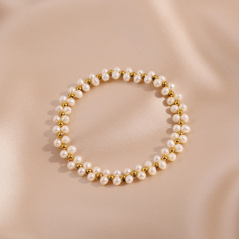 法式复古气质天然珍珠手工编织手链简约百塔手链