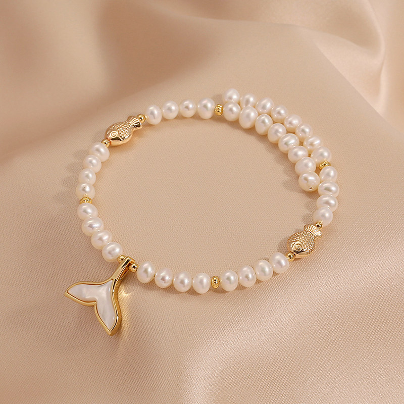 何先小众首饰年轻设计简约生人开口手镯珍珠手镯