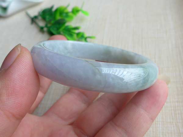 翡翠手镯大圈口豆种紫罗兰缅甸aa货圆条形平安手镯