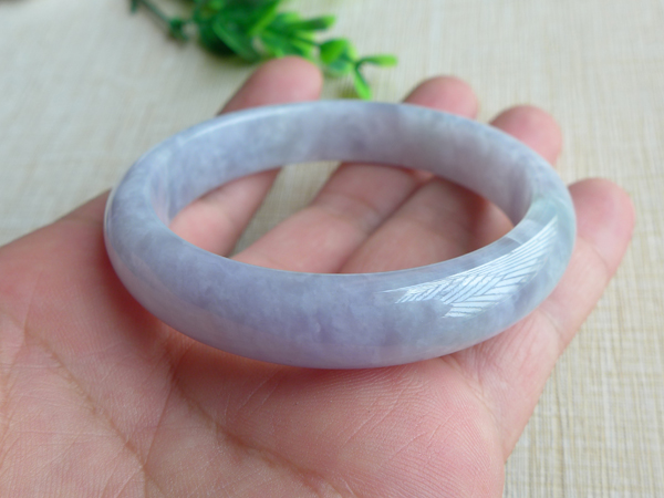 翡翠手镯大圈口豆种紫罗兰缅甸aa货圆条形平安手镯
