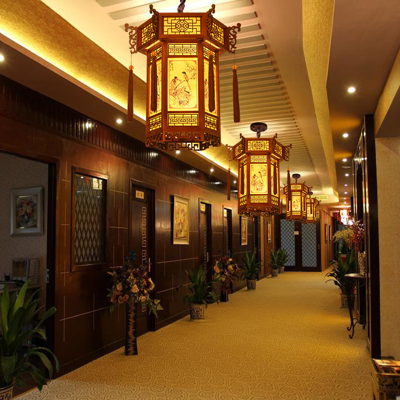 中式仿古古风实木宫灯寺庙祠堂长廊复古古建筑酒店