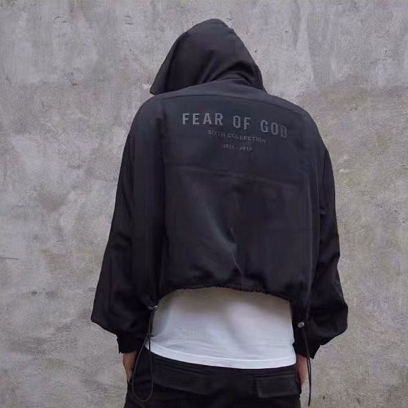 高街拉链冲锋贴布连背后fog外套夹克fear主线夹克