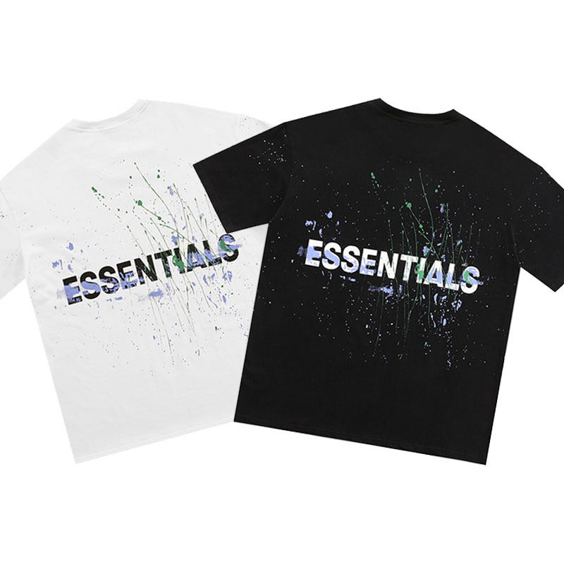 夏季新款fearofgod复线essentials泼墨涂鸦印花t恤