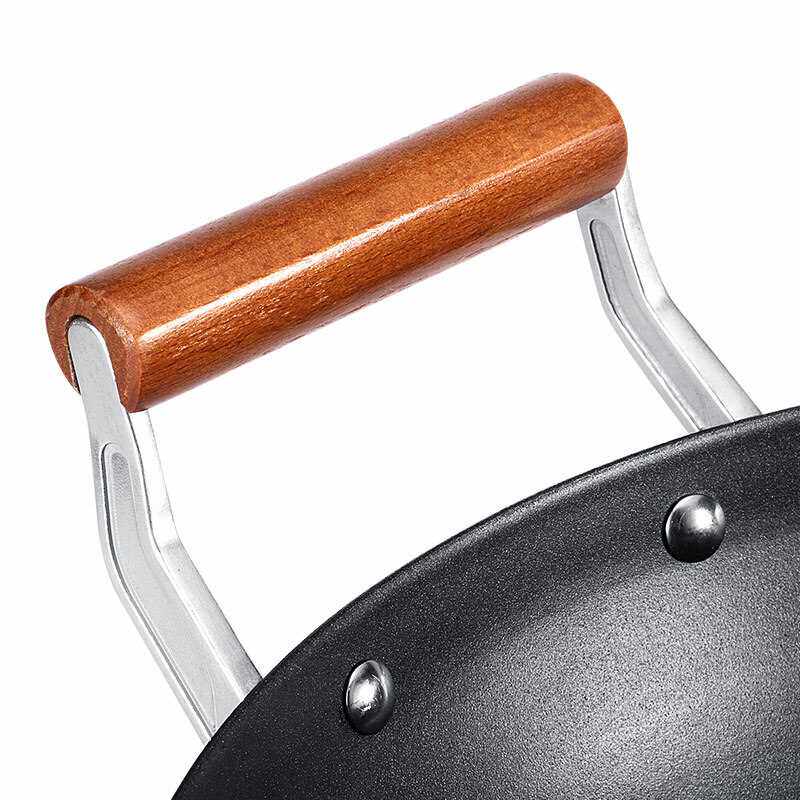 美珑美利黑晶晶石炒锅35cm双耳铁锅锅少油烟烟锅炒锅