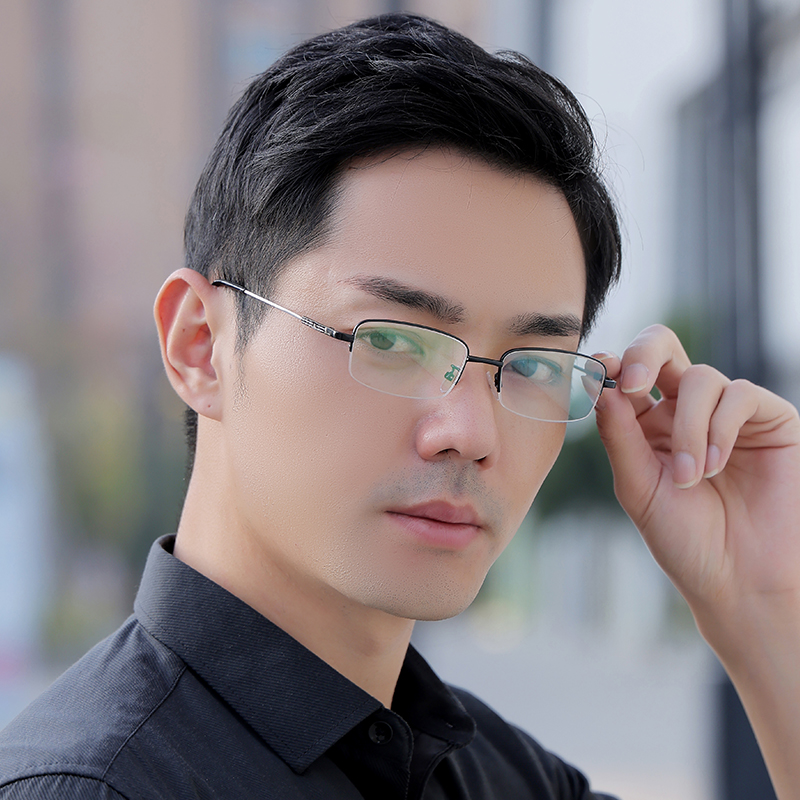 度数近视眼镜框男可商务半框镜架超轻眼睛网上定制成品光学镜