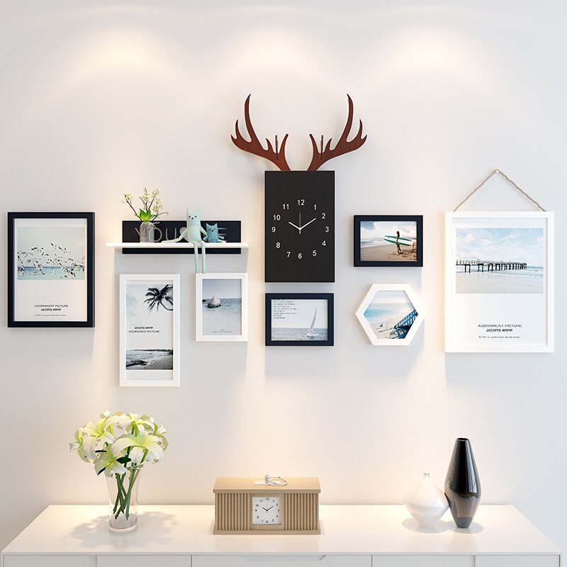 照片装饰品创意个性客厅相册相框挂墙组合房间背景照片