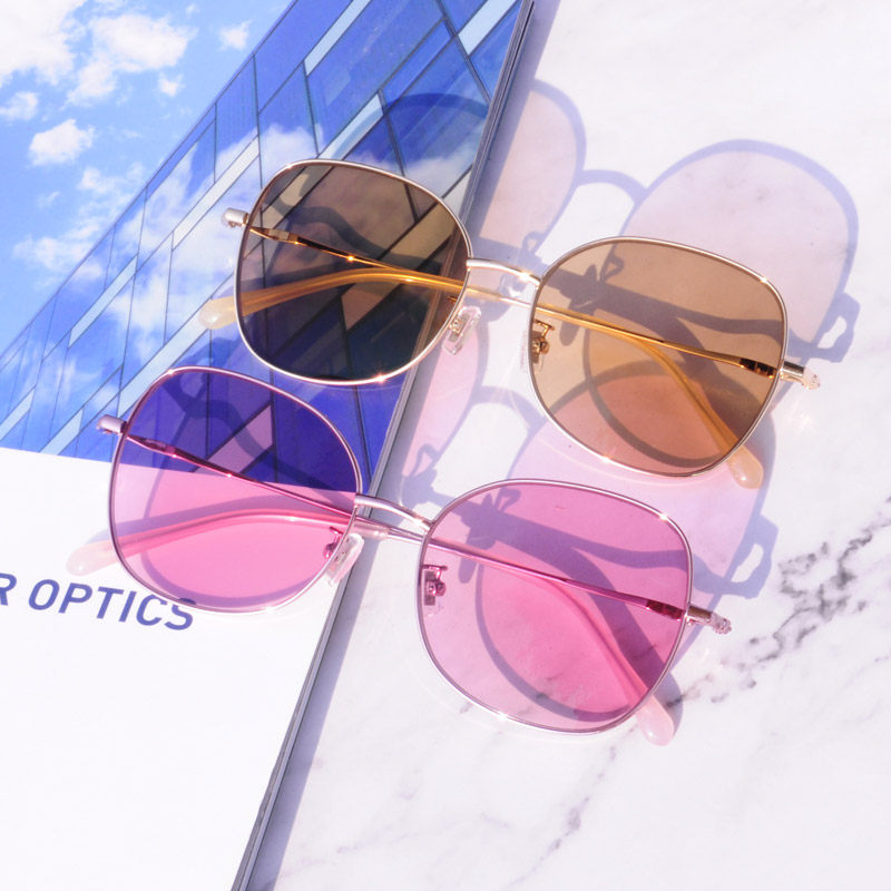 变色范莎防蓝光光辐射粉色眼镜平光近视复古圆框太阳眼镜