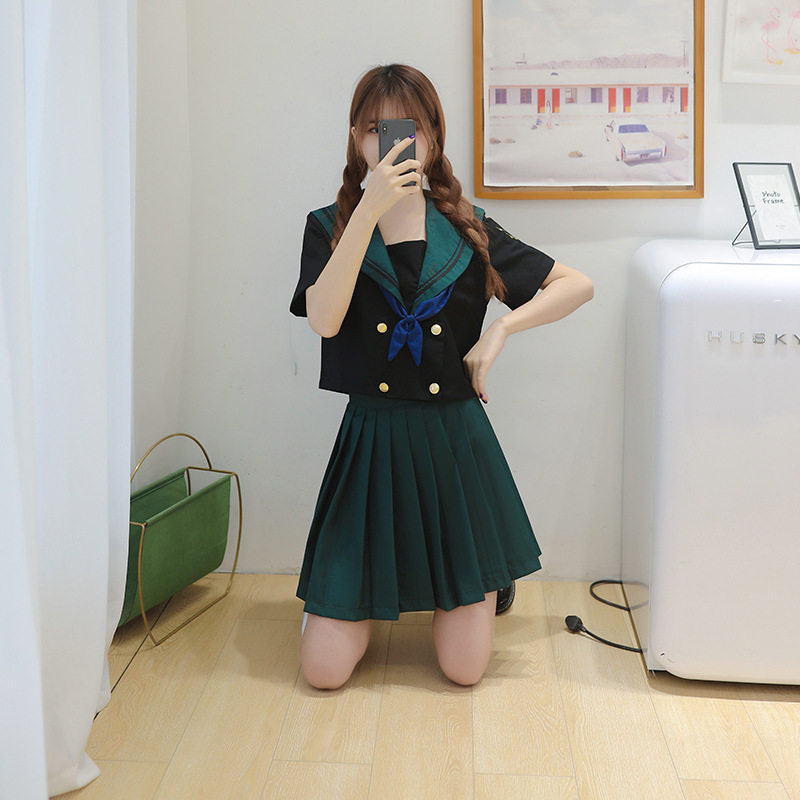 璀璨星空jk制服学院风班服日系中学生网红暗色系百褶裙正统水手服