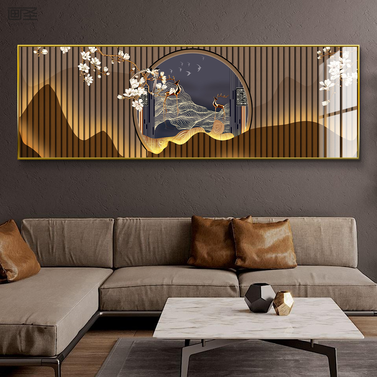 新中式挂画国风中国背景墙沙发轻奢现代床头卧室现代装饰画