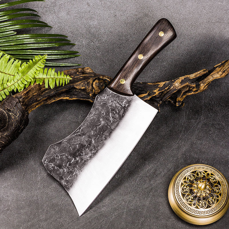 夜不休手工锻打家用锰钢砍骨刀斩切刀加厚刀具厨房斩骨刀