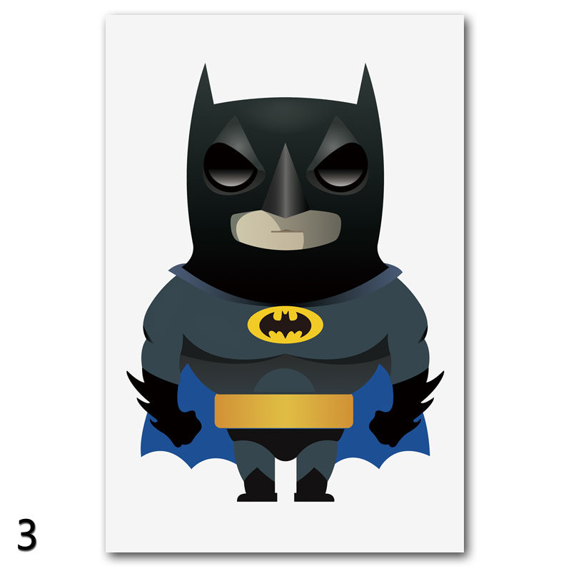 钢铁侠蝙蝠侠蜘蛛侠美队dc漫威卡通英雄pp背胶现代装饰画