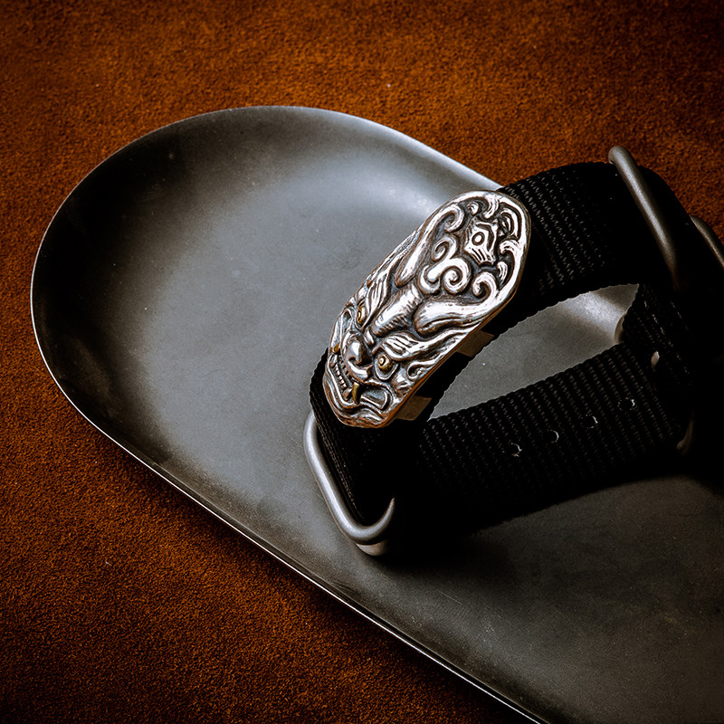 刻己纯银神兽饕餮手链国潮兽吞复古手镯霸气手链