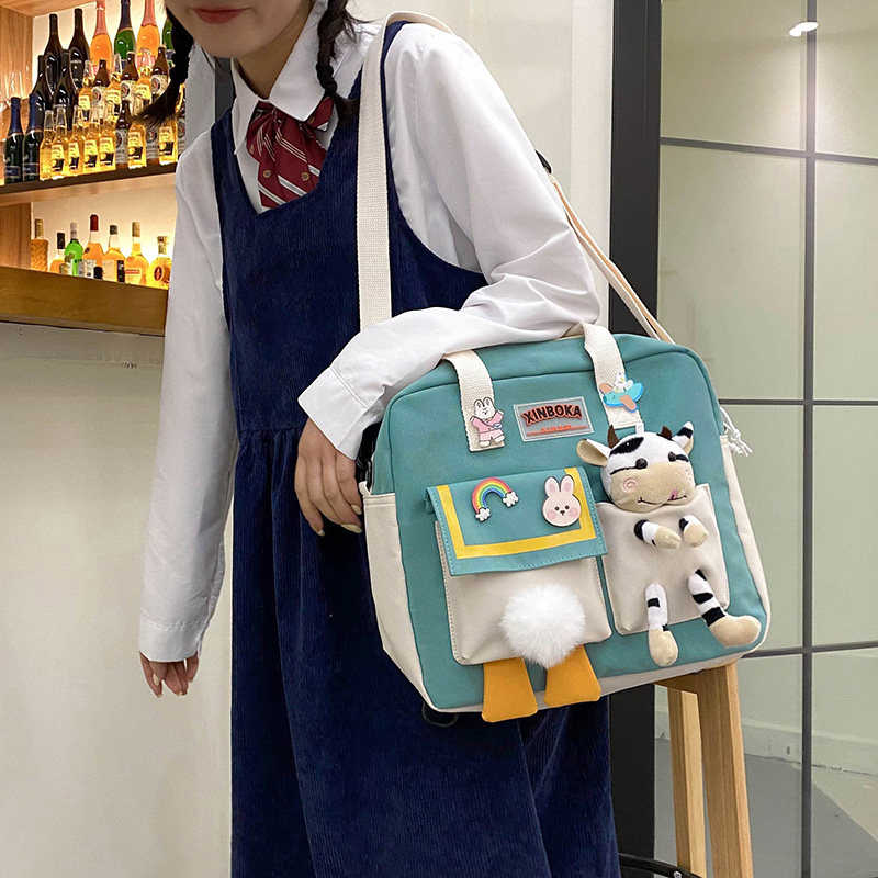 小清新中学生上课包上课补课高中帆布袋初补习新款斜挎包