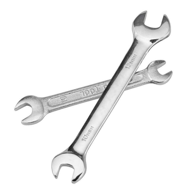 镀白锌六角开口双头呆扳手汽车摩托电动维修家用五金工具套装高强