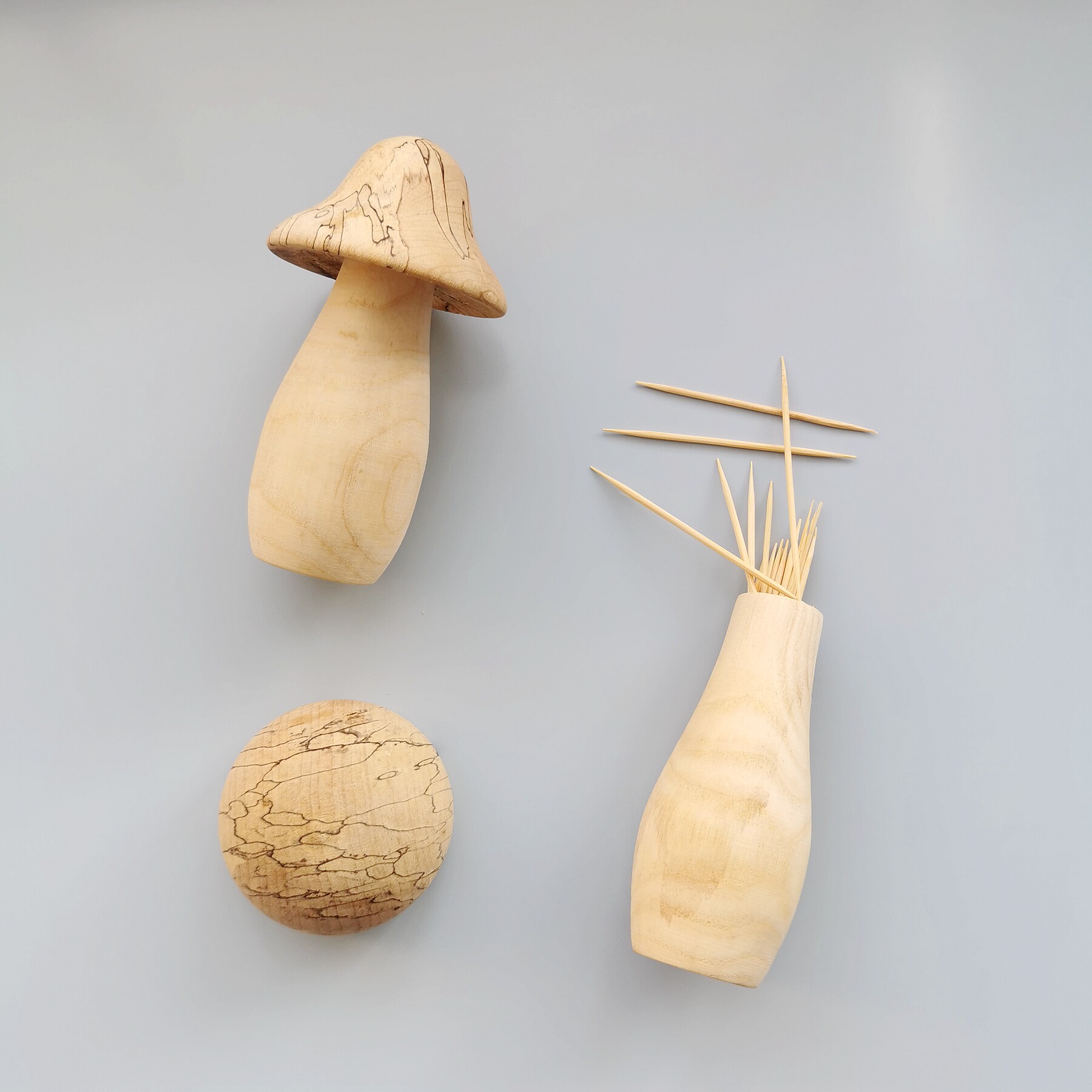 牙签手工实木蘑菇桌面装饰摆件创意个性盒子餐厅摆件