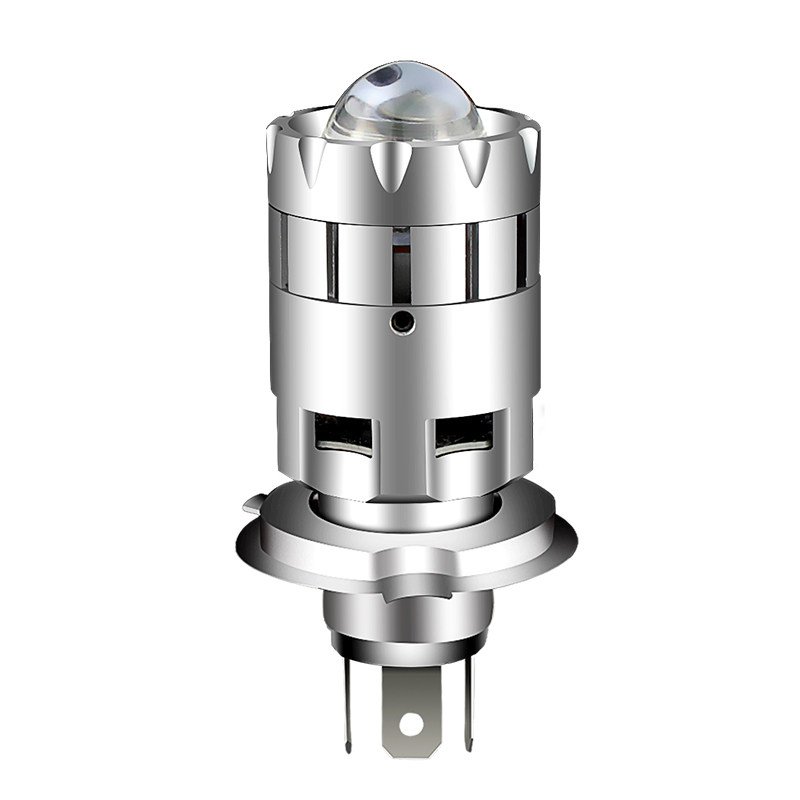 大灯摩托车led灯泡鱼眼透镜内置h4三爪远近摩托车车灯