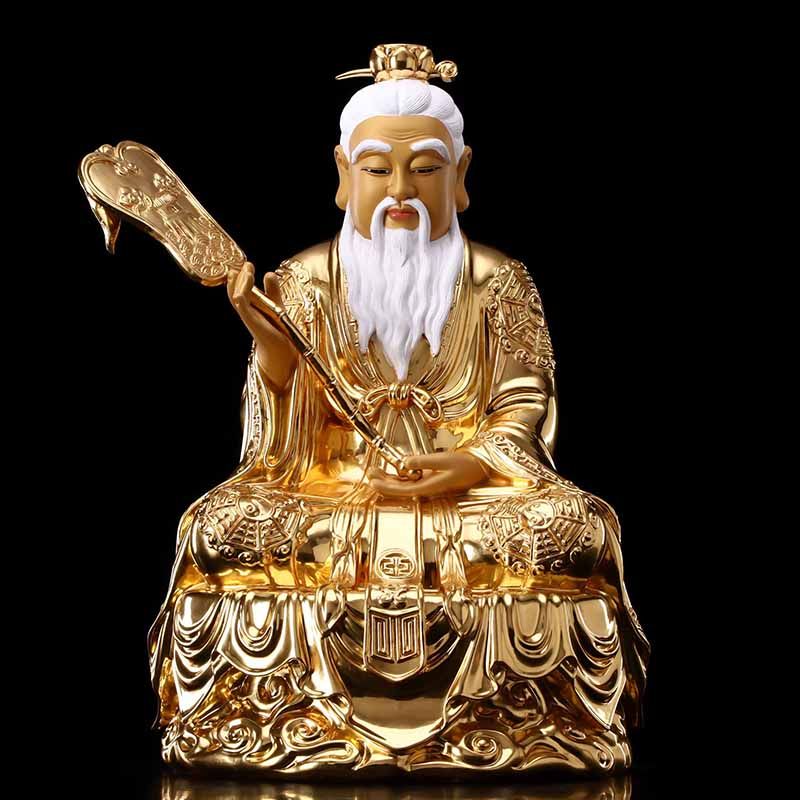 涛羽太上老君纯铜贴金三清神像道教祖师供奉摆件