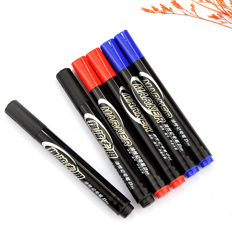 晨光记号笔黑色蓝色油性笔红色大头笔文具 速干箱头粗马克笔红色防水