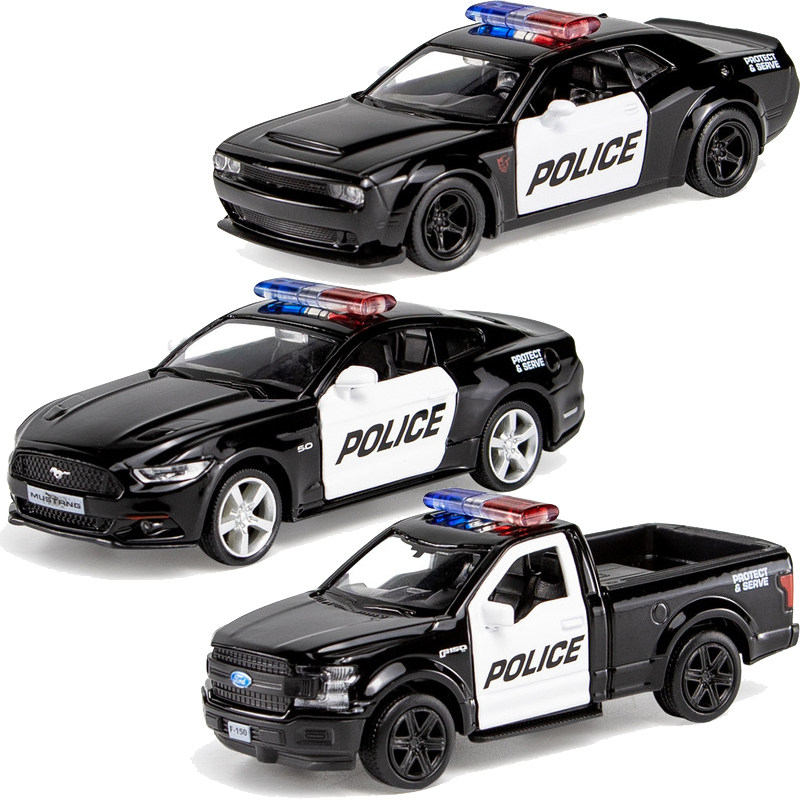 儿童模型道奇福特野马摆件回力玩具警车仿真车模