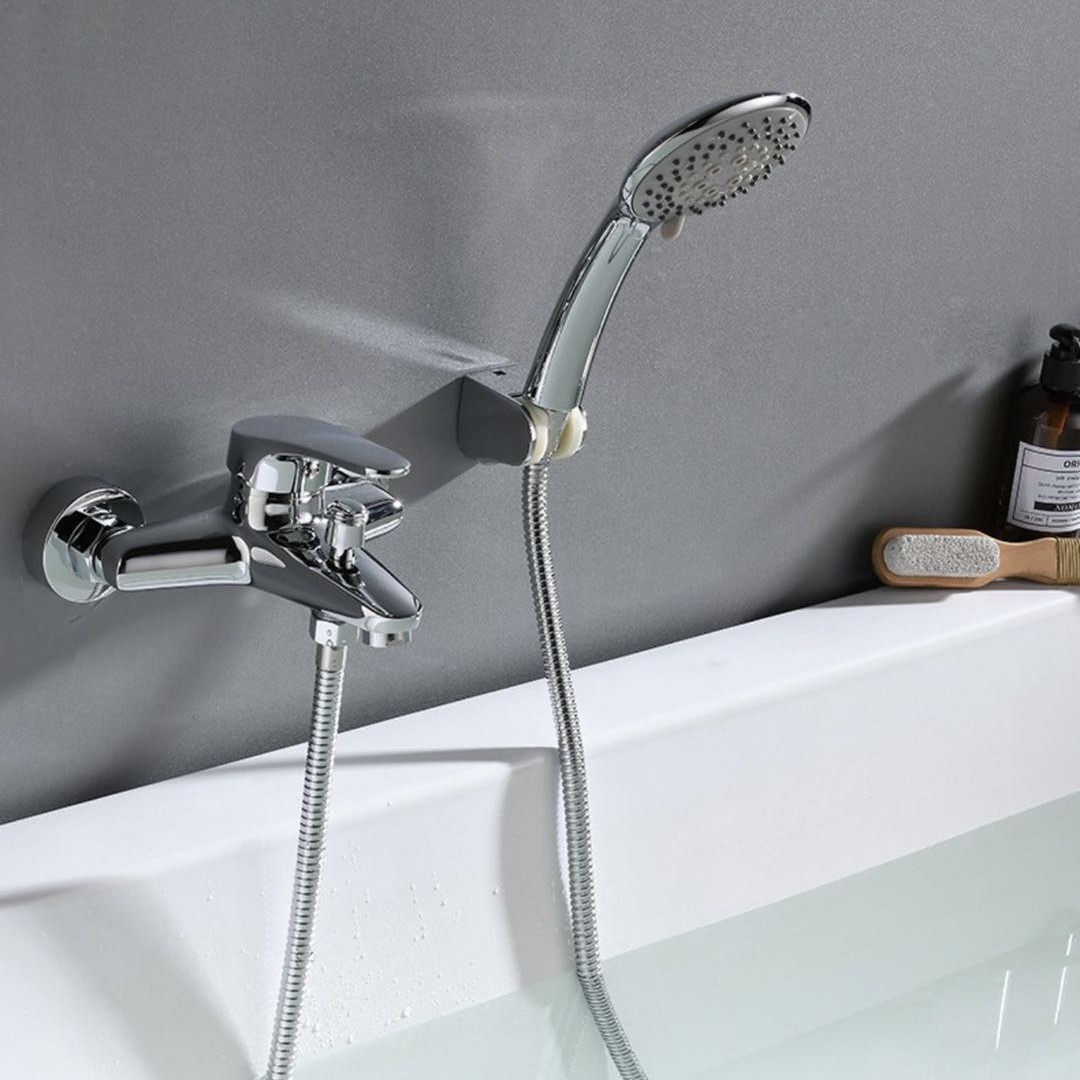 全铜淋浴冷热冷热水水龙头暗装双孔入墙简易花洒浴室普通花洒套装