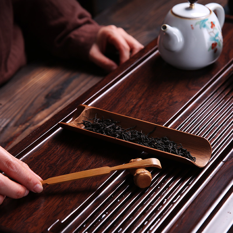 竹茶则三件件套竹制老竹茶道茶荷碳化手工功夫茶道