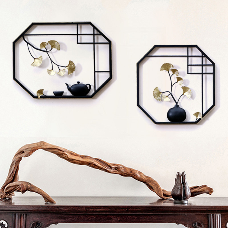 中式复古铁艺墙上装饰壁挂客厅房间家居家用背景创意银杏装修壁式