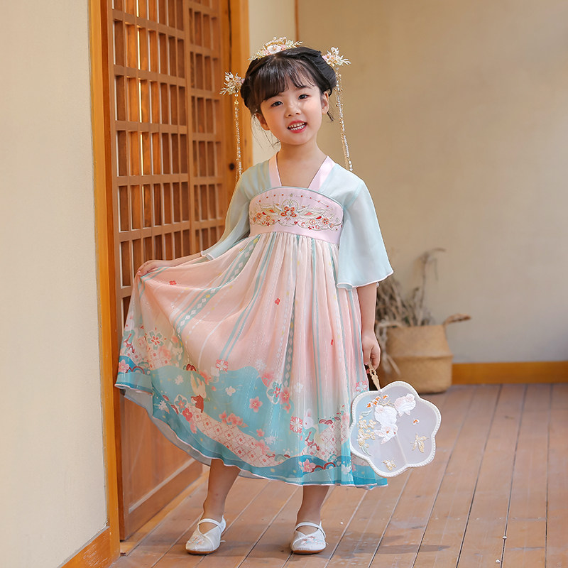 女童汉服连衣裙夏装2022新款儿童中国国风古装汉服
