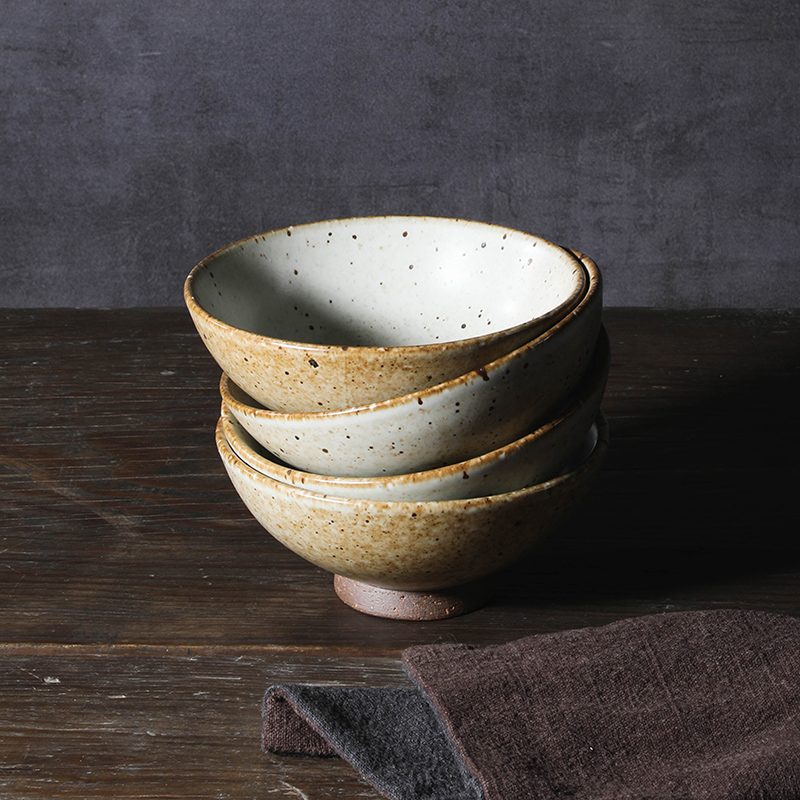 饭碗瓷碗日式粗陶手工陶瓷高足单个家用创意碗
