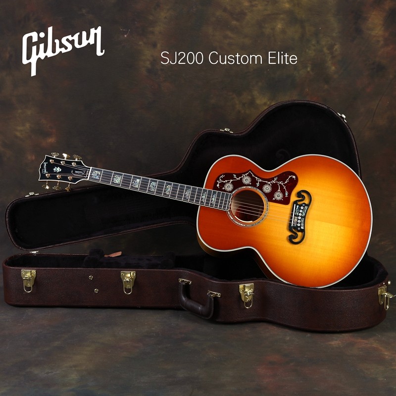 吉他琴行吉普森gibsonsj200elitehcs全单电箱民谣吉他-民谣吉他