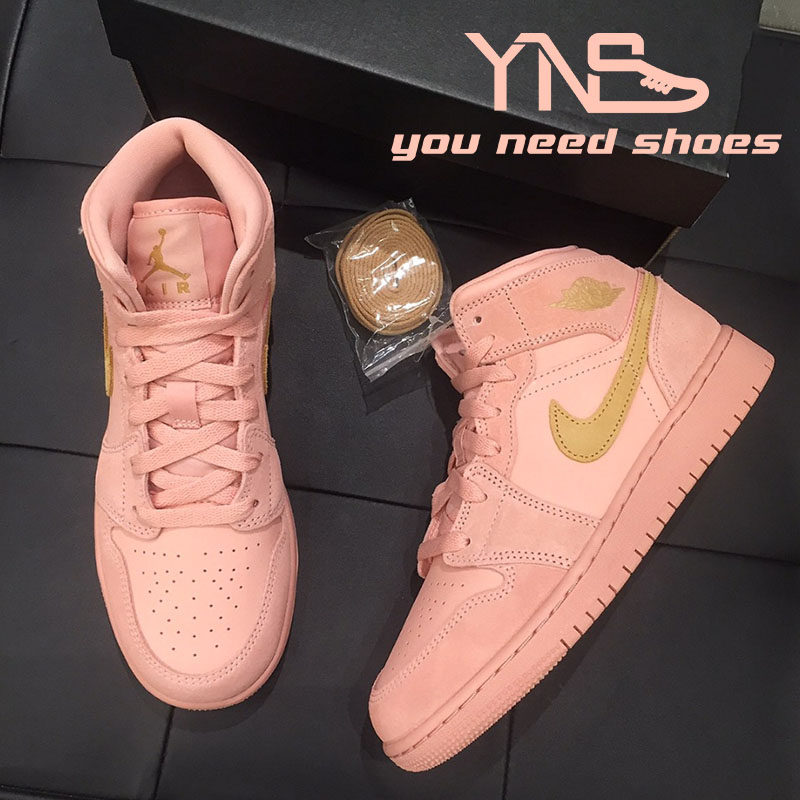 油腻叔air 600 bq6931 aj1珊瑚金樱花粉脏粉金钩男女鞋 mid jordan