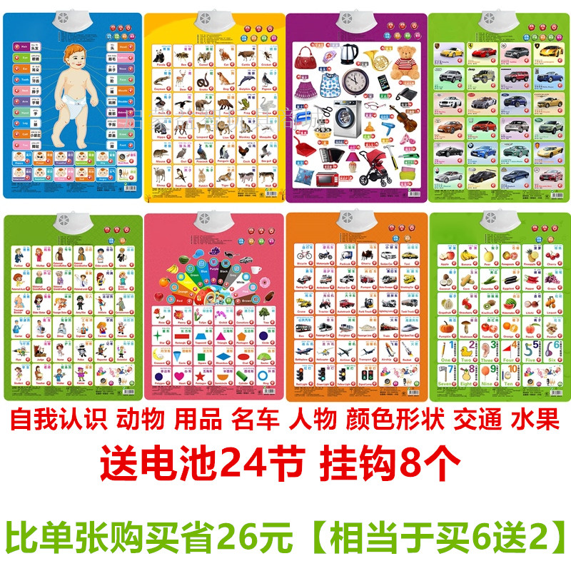 全套小学生aoe单复韵母拼音有声挂图发声