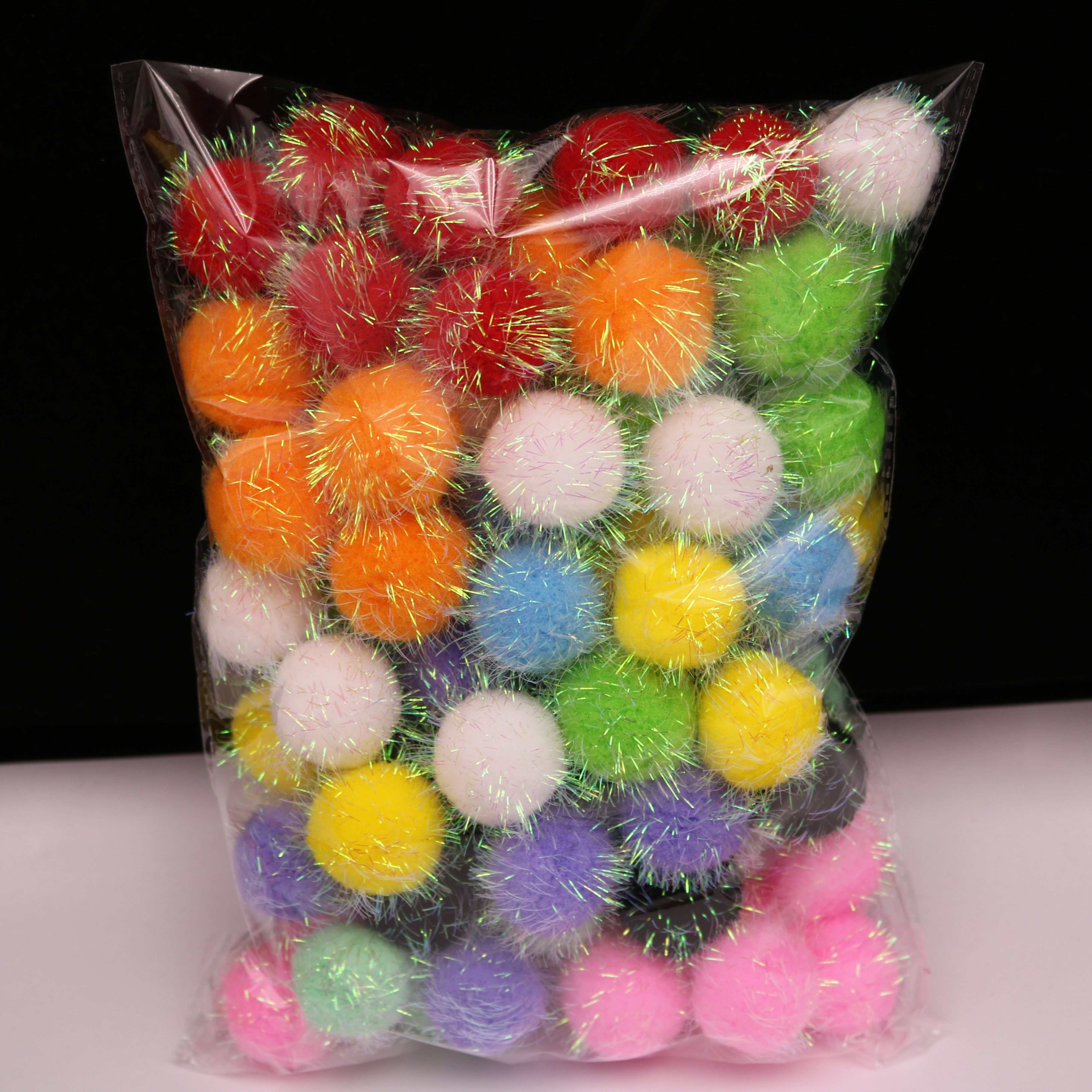 2000个大中小号彩色毛毛球绒球手工毛球金葱球幼儿园diy手工材料