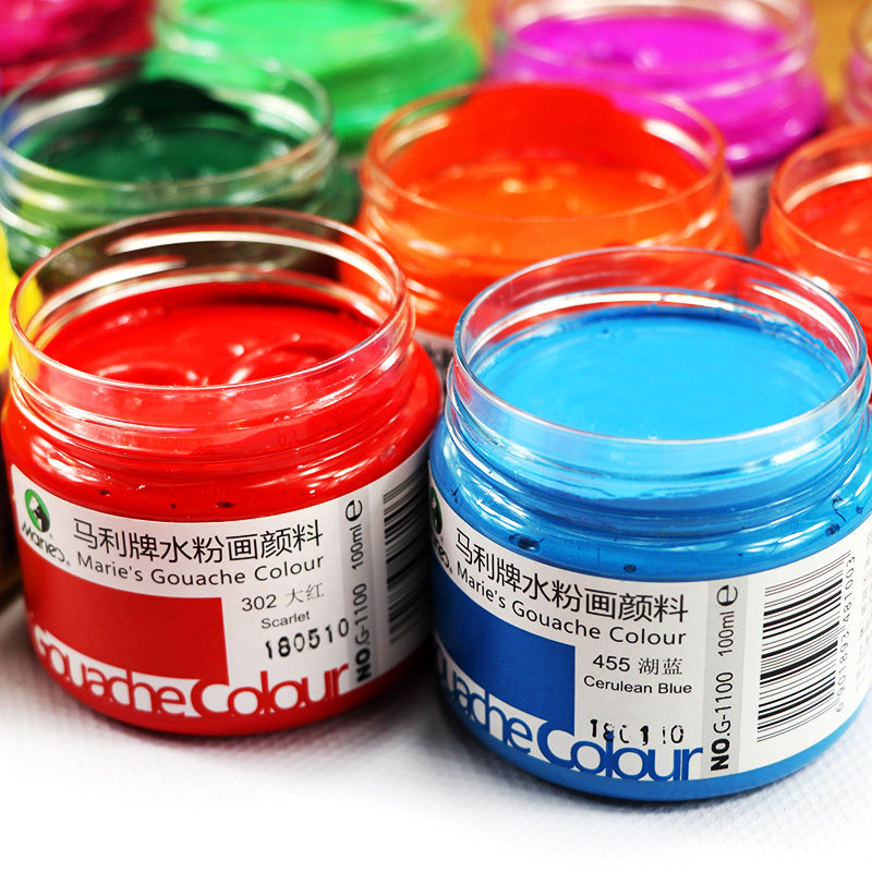 广告颜料初学水粉颜料100ml初学者儿童学生练习水粉颜料美术绘画颜料