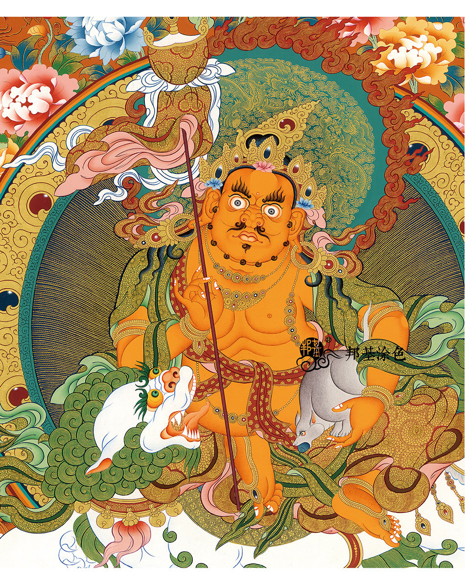 描金唐卡财宝天王画稿diy手绘自己装饰画莲师diy