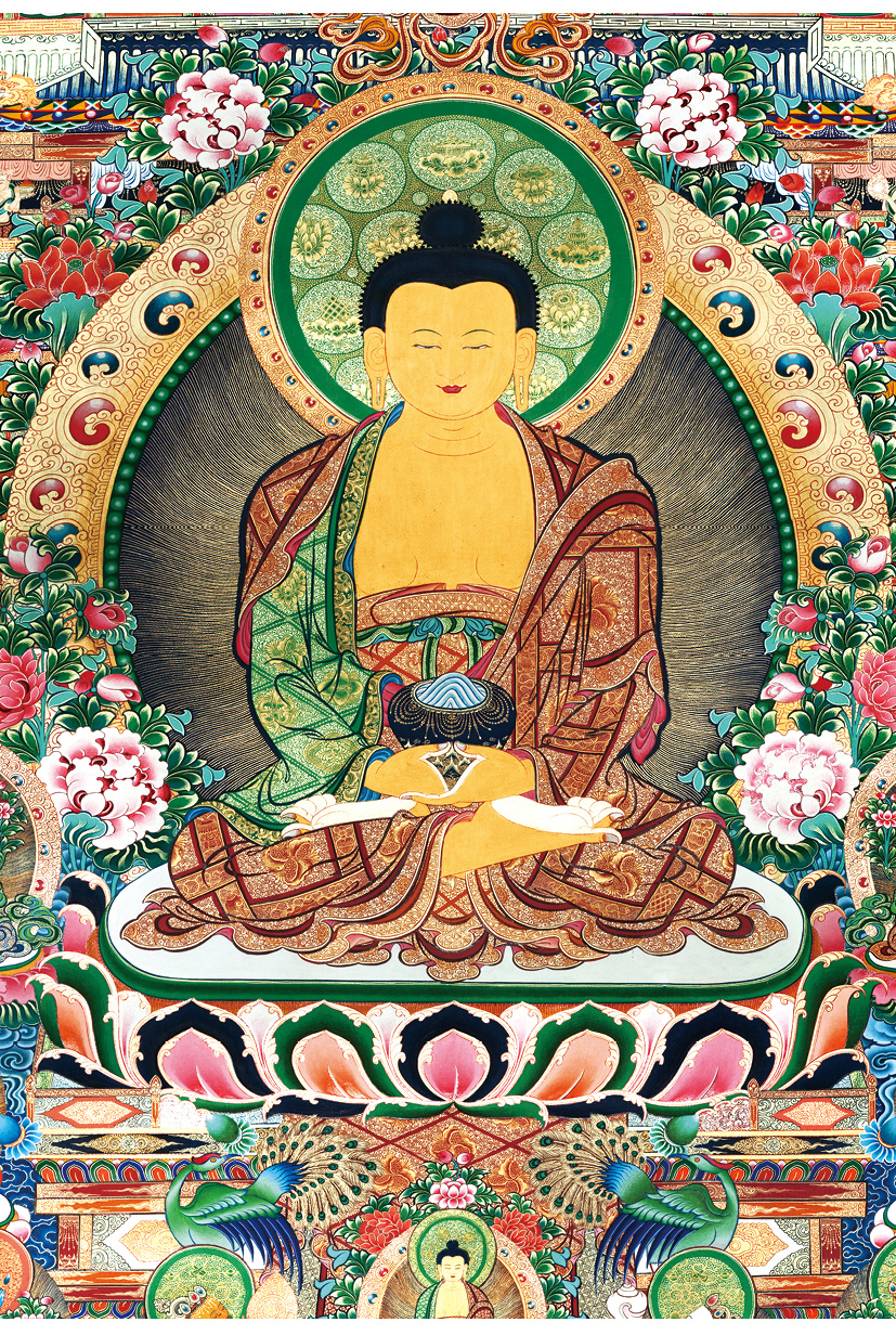 唐卡阿弥陀佛涂色线稿佛像diy手绘净土diy