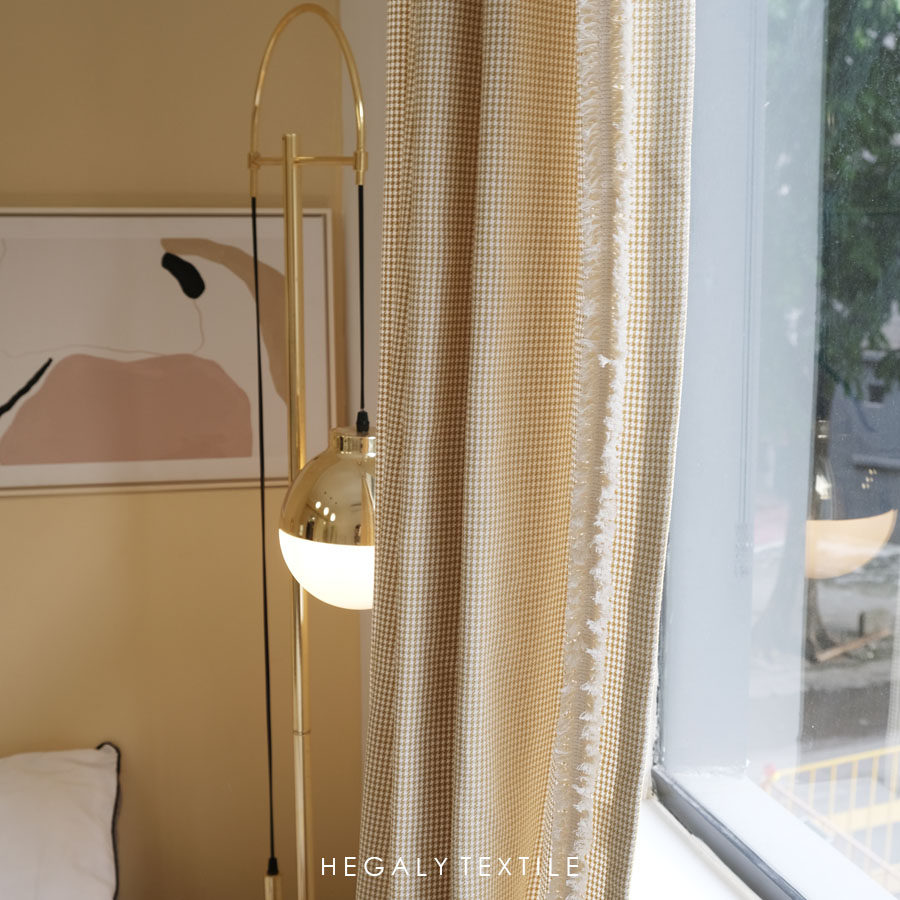 hegaly千鸟格独创精致简约暖色窗帘温柔百搭日式定制窗帘