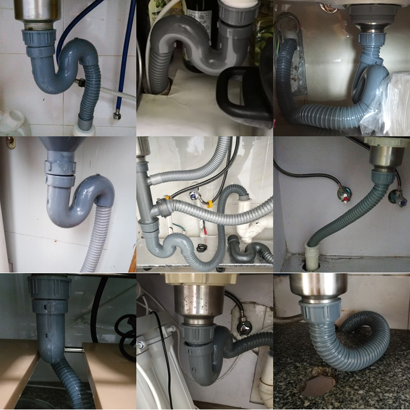 厨房洗菜盆下水管防臭延长排水管下水器软管下水单槽水槽管道配件