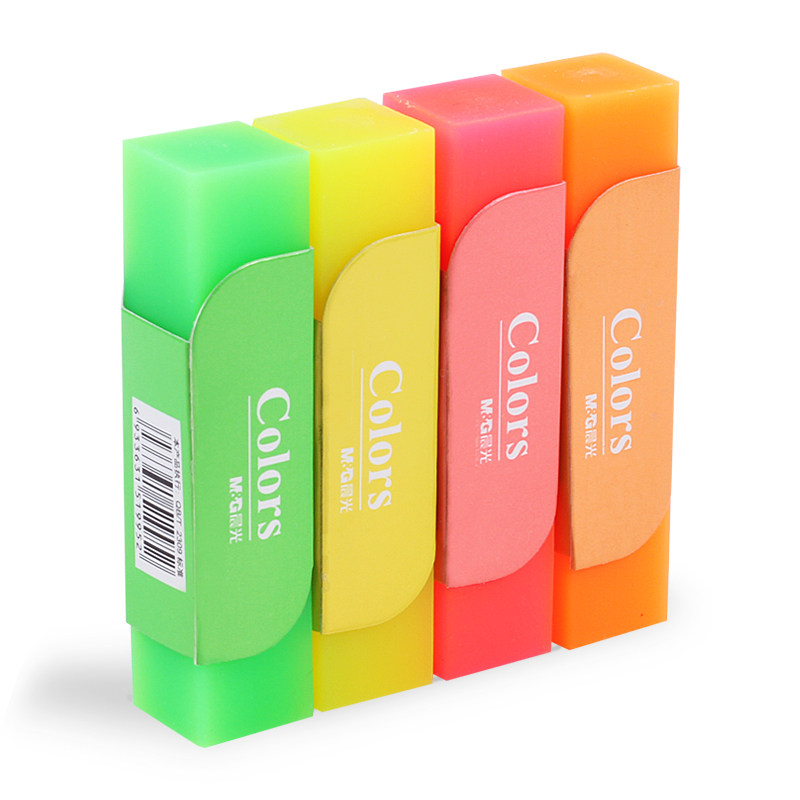 晨光文具橡皮长条荧光果冻柔软学生学习用品橡皮