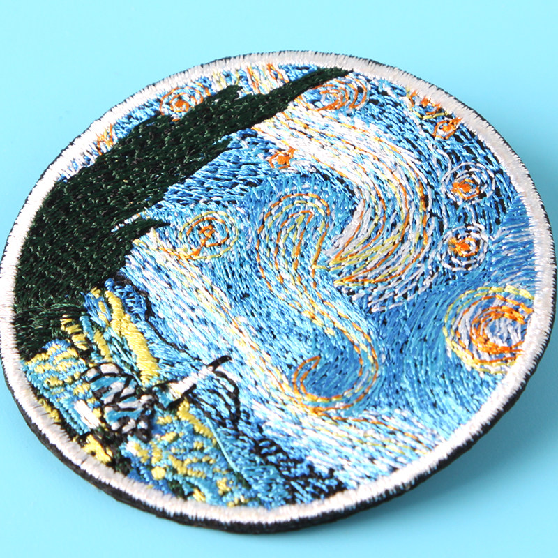 梵高星空刺绣胸针名画别针日系森系徽章结婚胸针