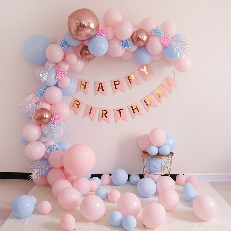 宝宝周岁过生日布置气球定制海报小公主趴体背景墙气球