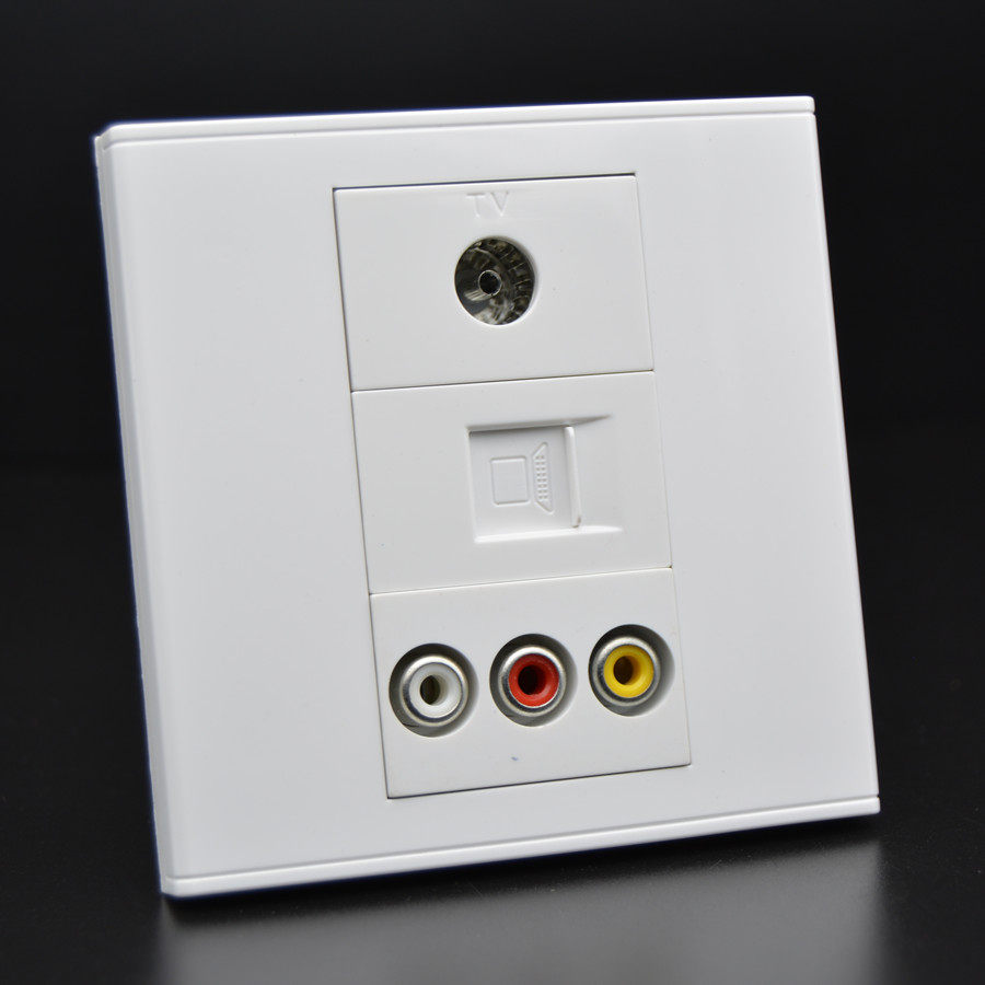 插座多媒体tv有线电视av黄白三莲莲花音频电脑网络电脑电视插座