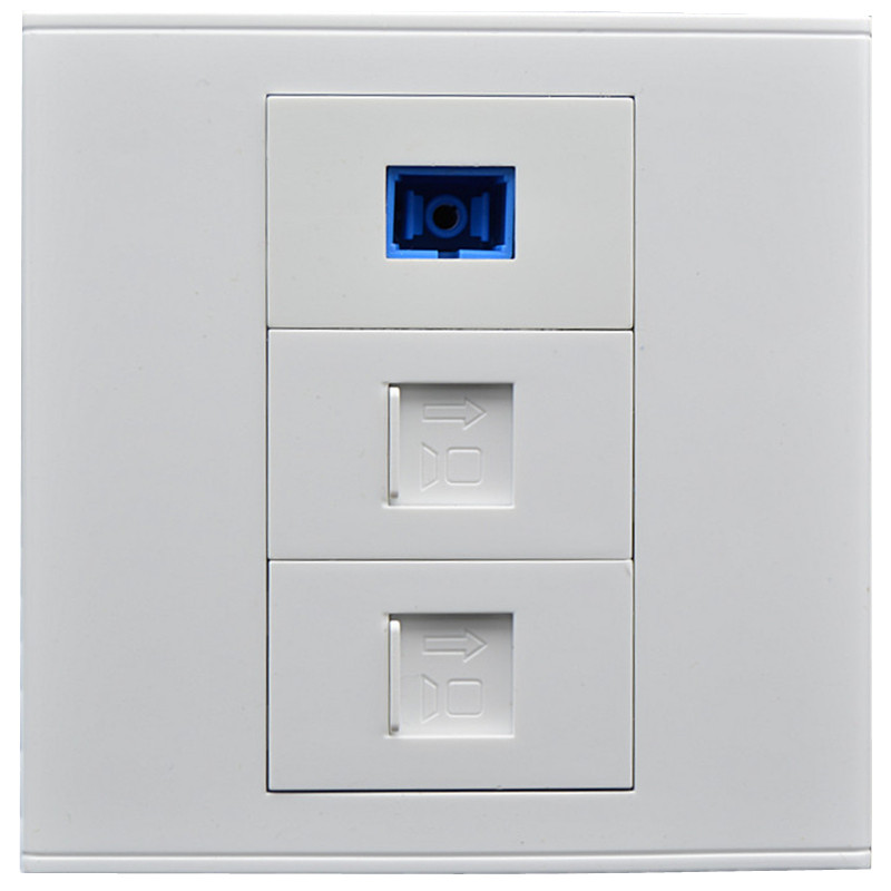 86型双rj45网络光纤面板2个免打cat6六类千兆电脑口 sc光宽带插座