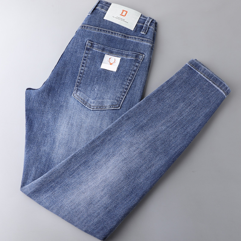 外贸剪标尾货男装 春夏薄款弹力时尚纯棉水洗修身男士休闲牛仔裤